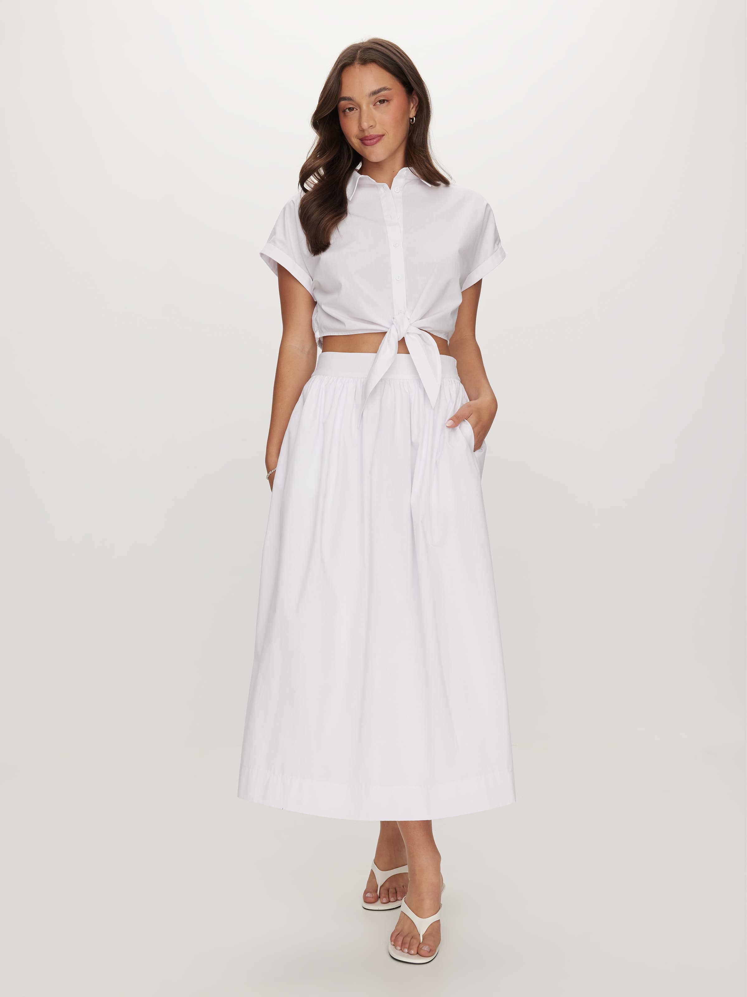 Blaise Poplin Midi Skirt
