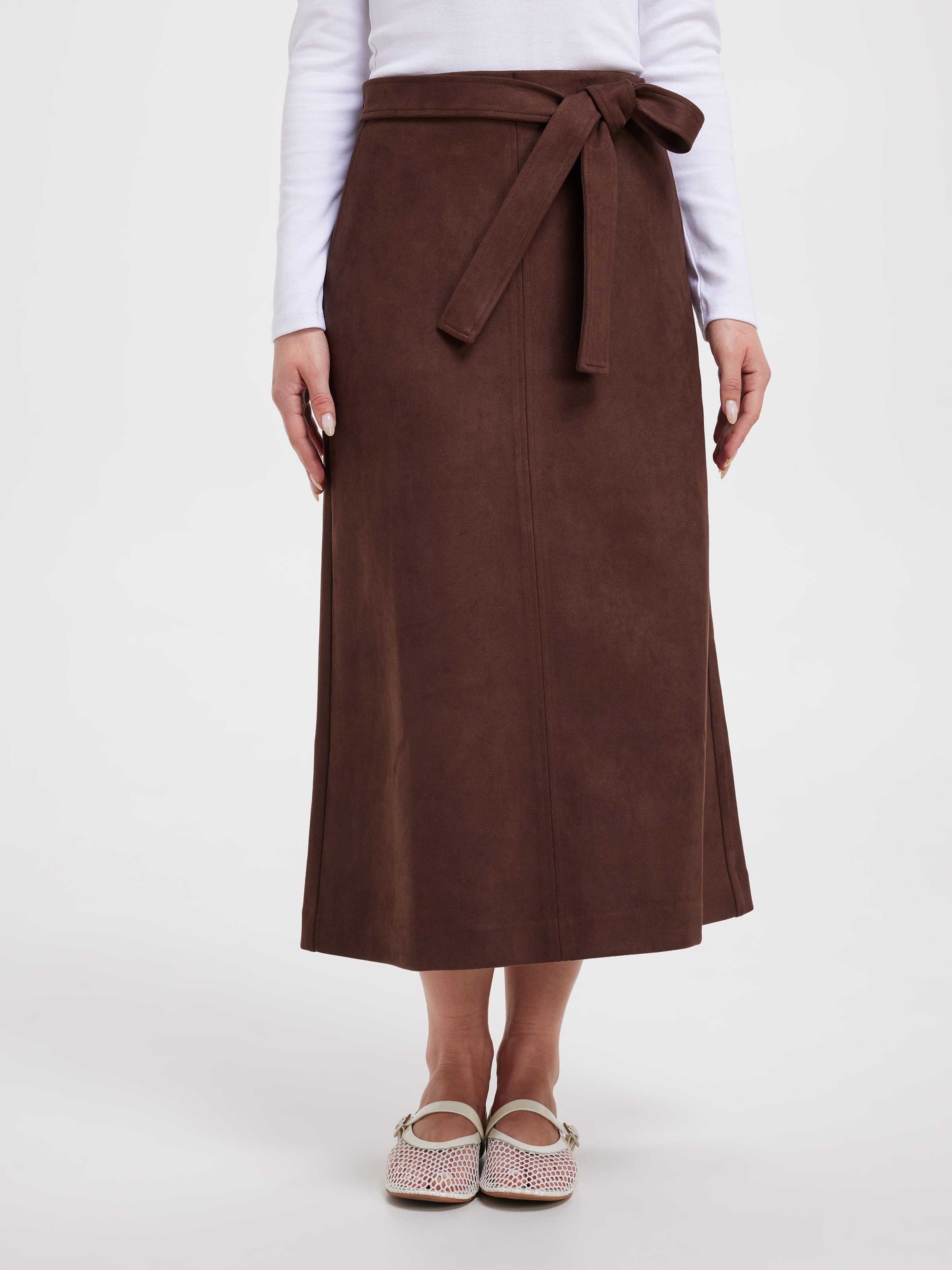 Claudia Suedette Midi Skirt