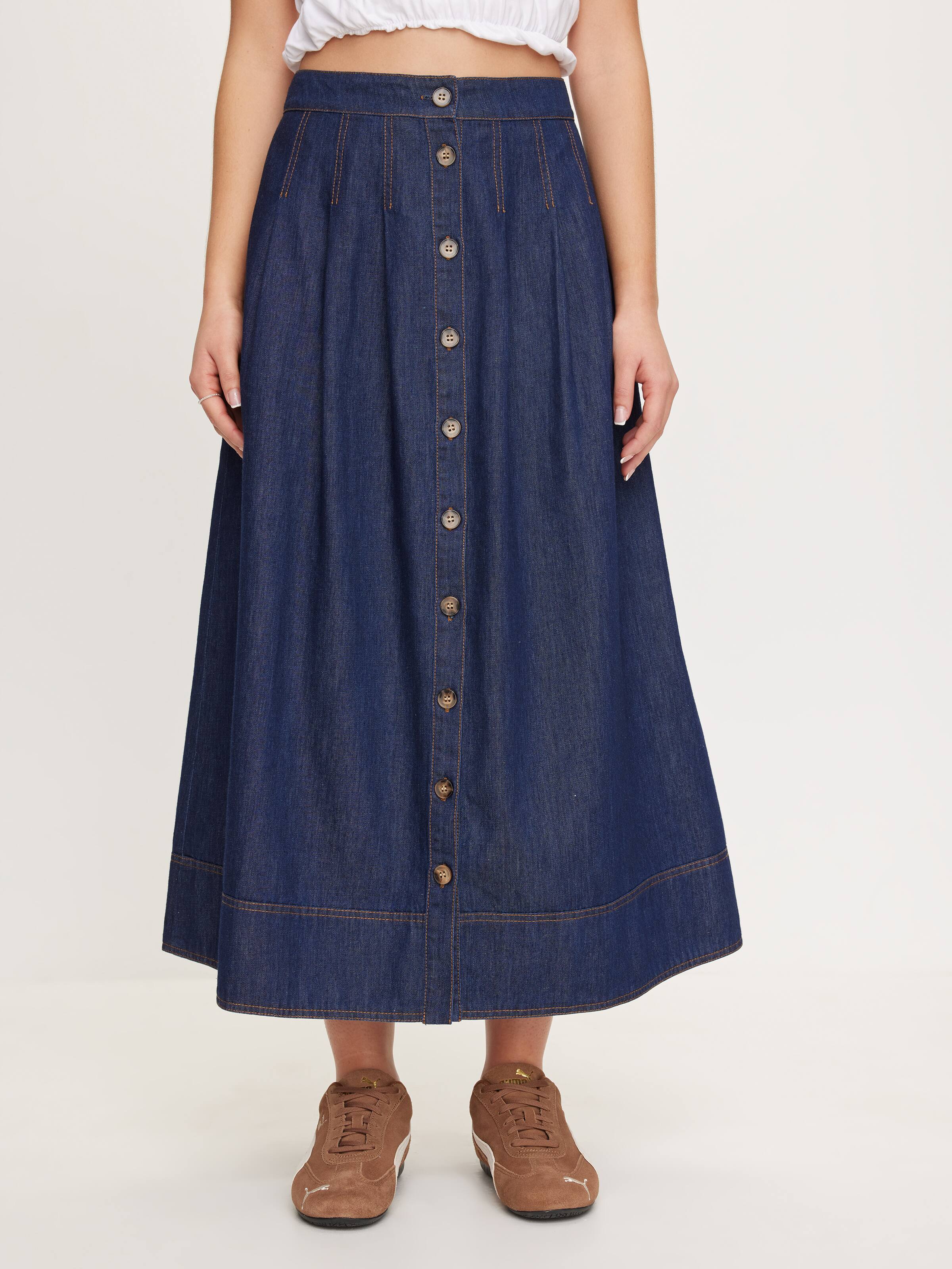 Celeste Denim Midi Skirt