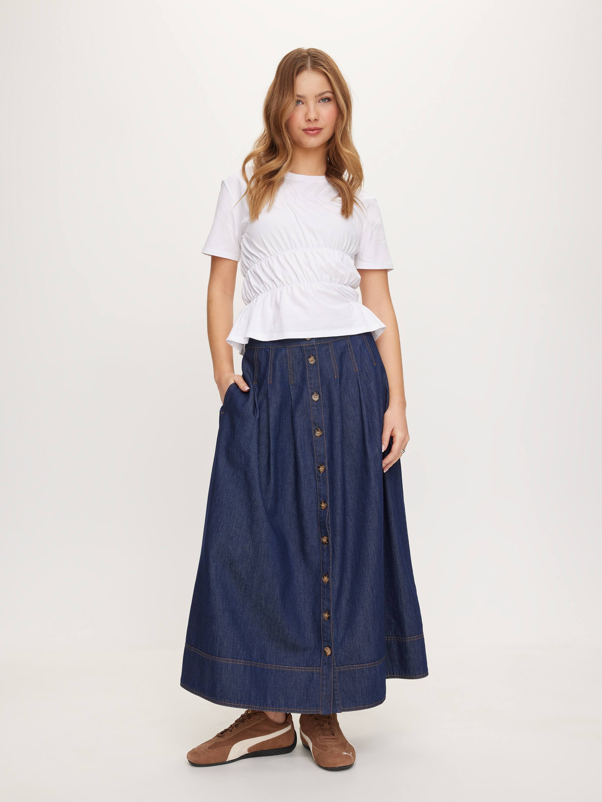 Celeste Denim Midi Skirt