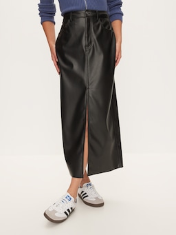 Heidi Faux Leather Midi Skirt