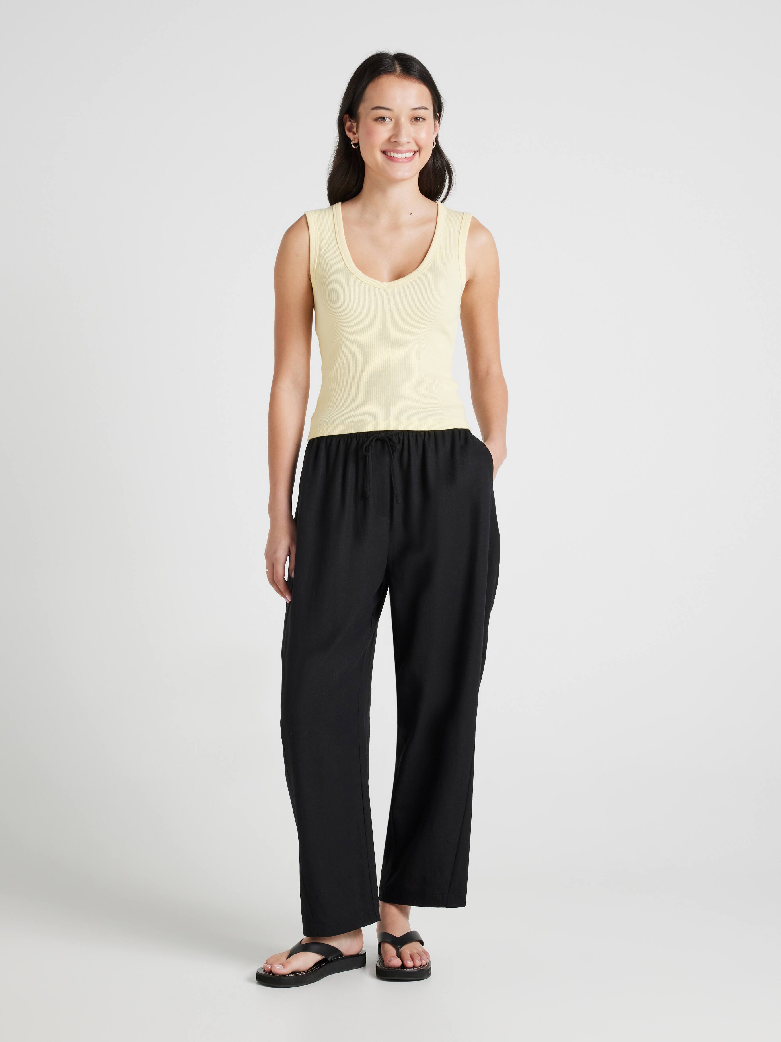 Blake Linen Blend Barrel Leg Pants