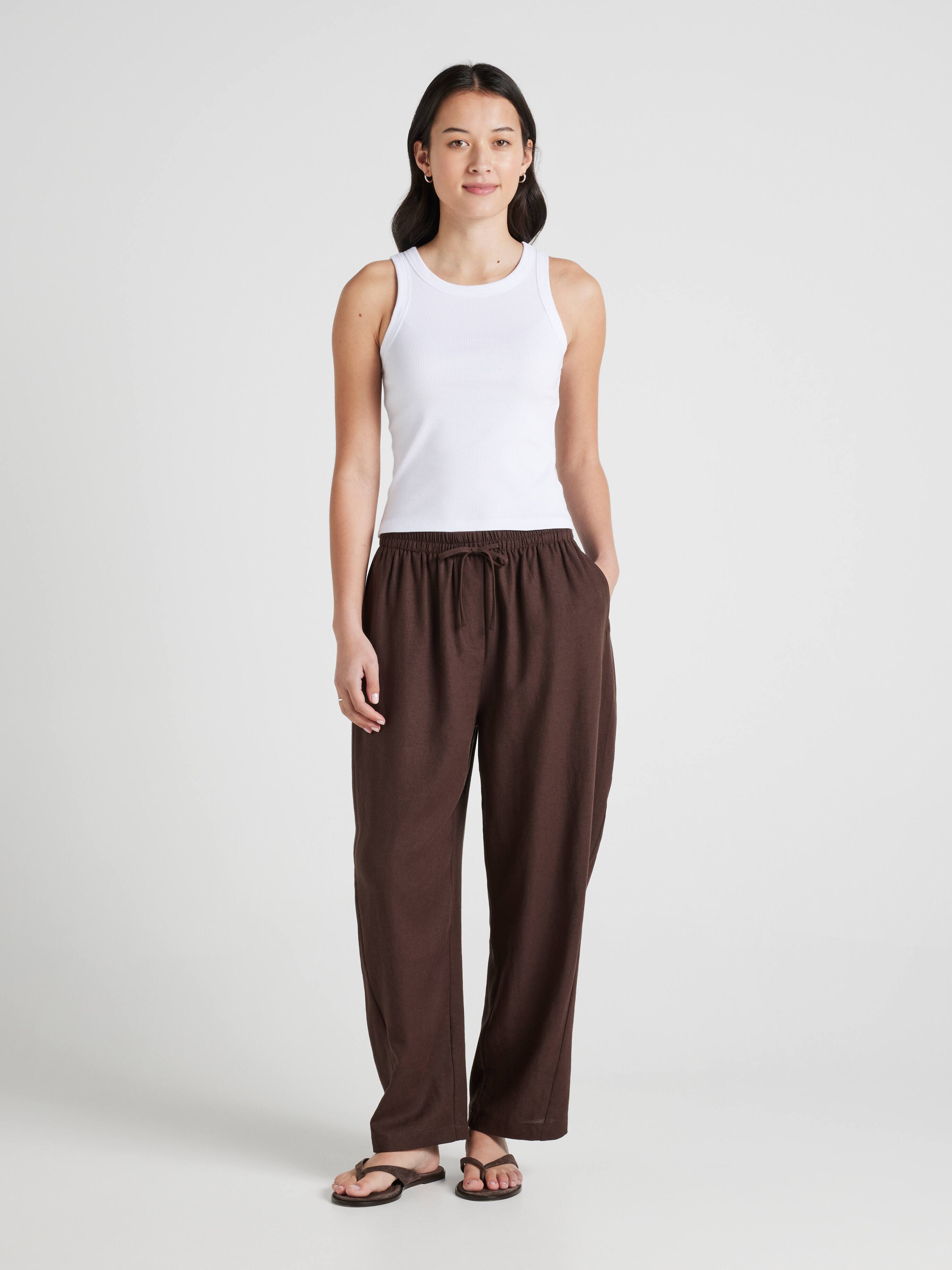 Blake Linen Blend Barrel Leg Pants