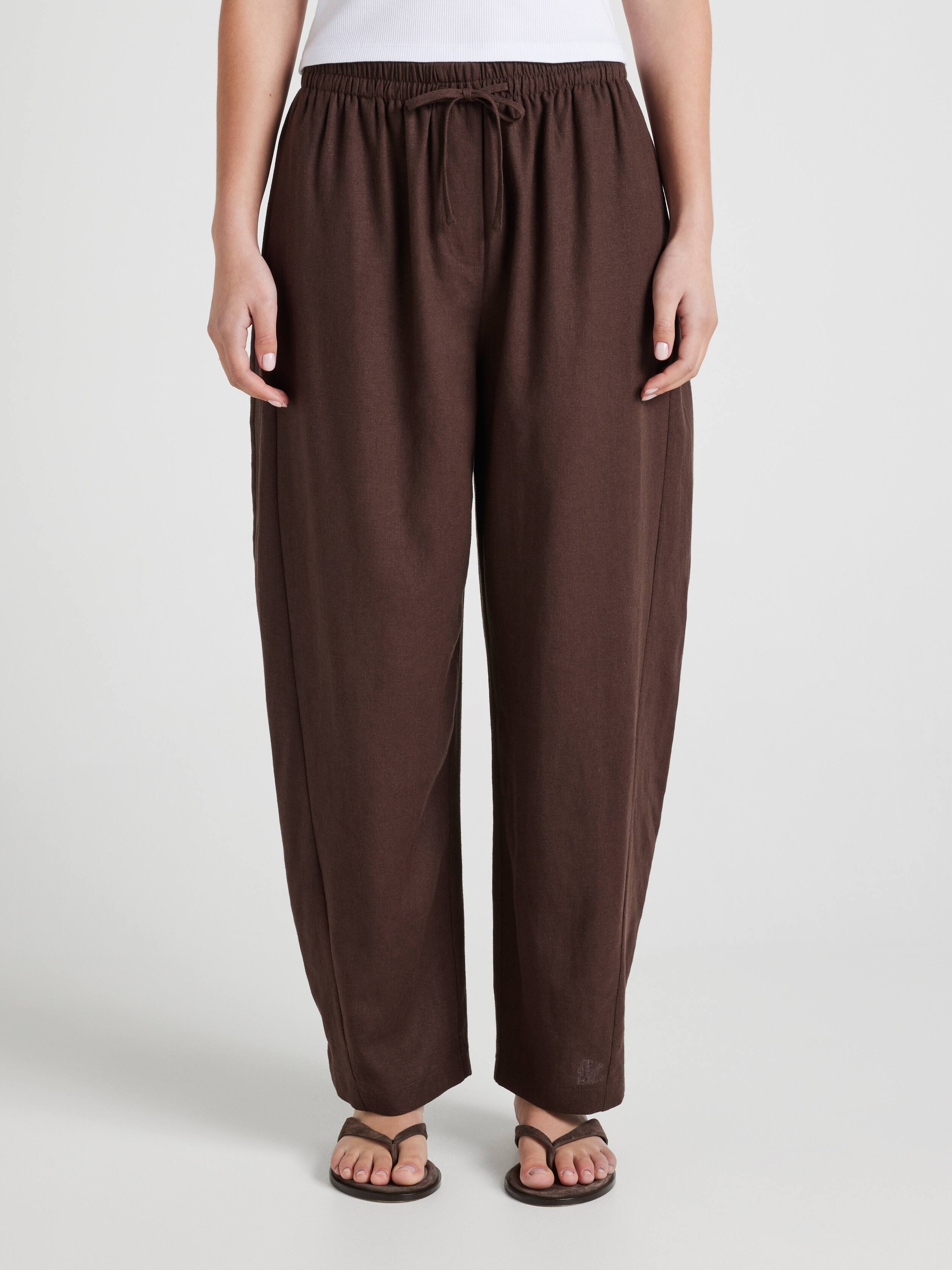Blake Linen Blend Barrel Leg Pants