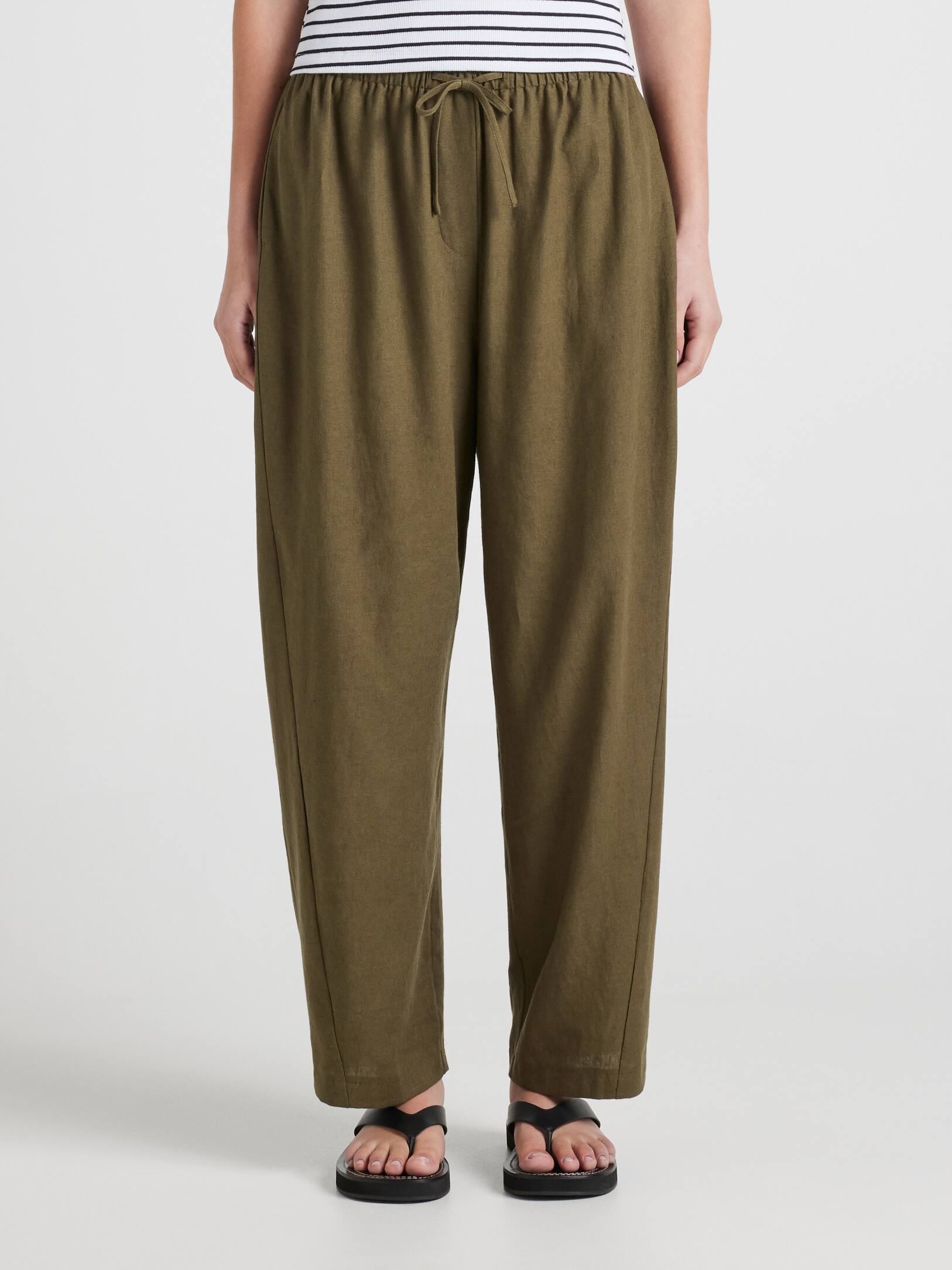 Blake Linen Blend Barrel Leg Pants