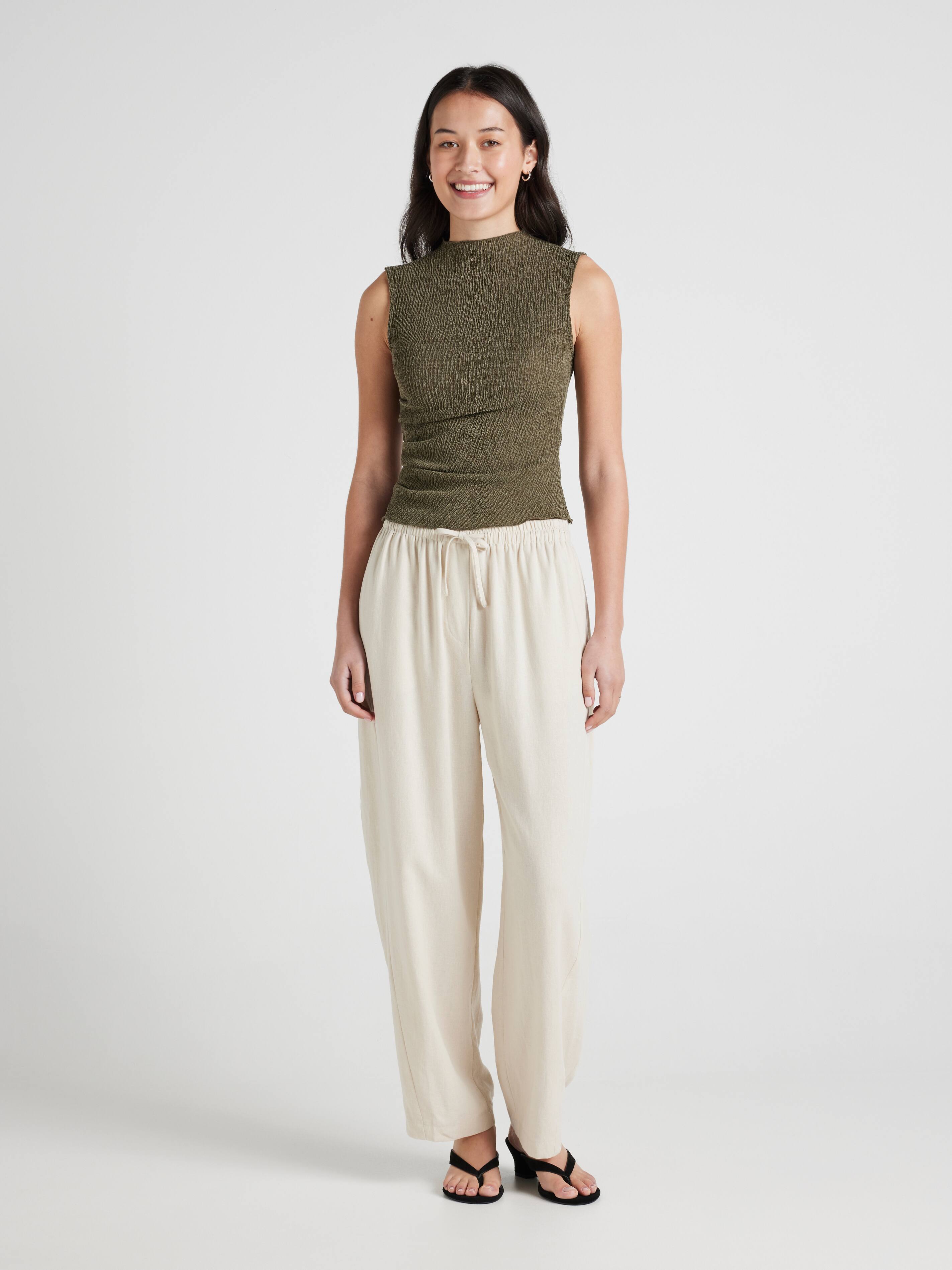 Blake Linen Blend Barrel Leg Pants