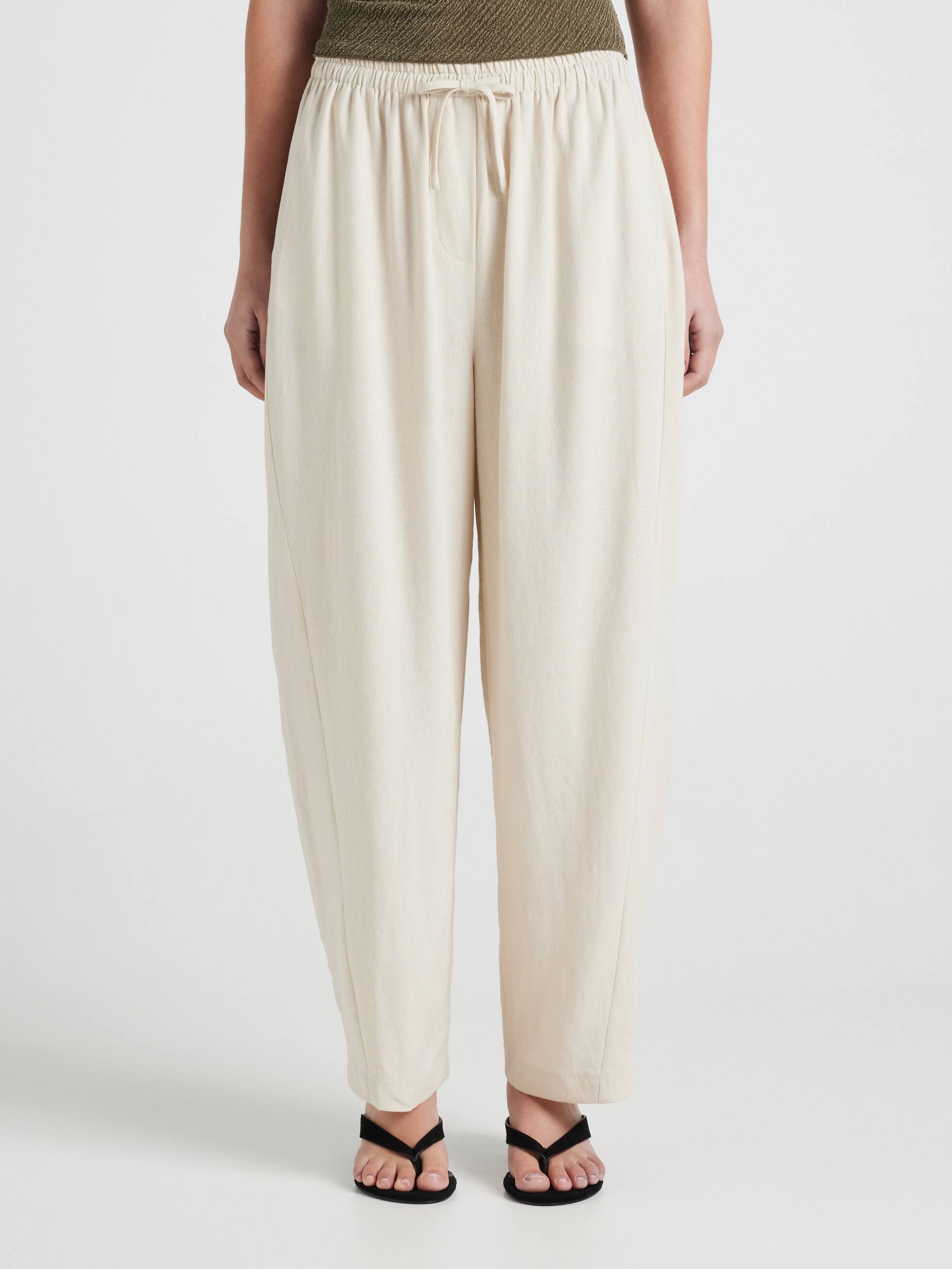 Blake Linen Blend Barrel Leg Pants