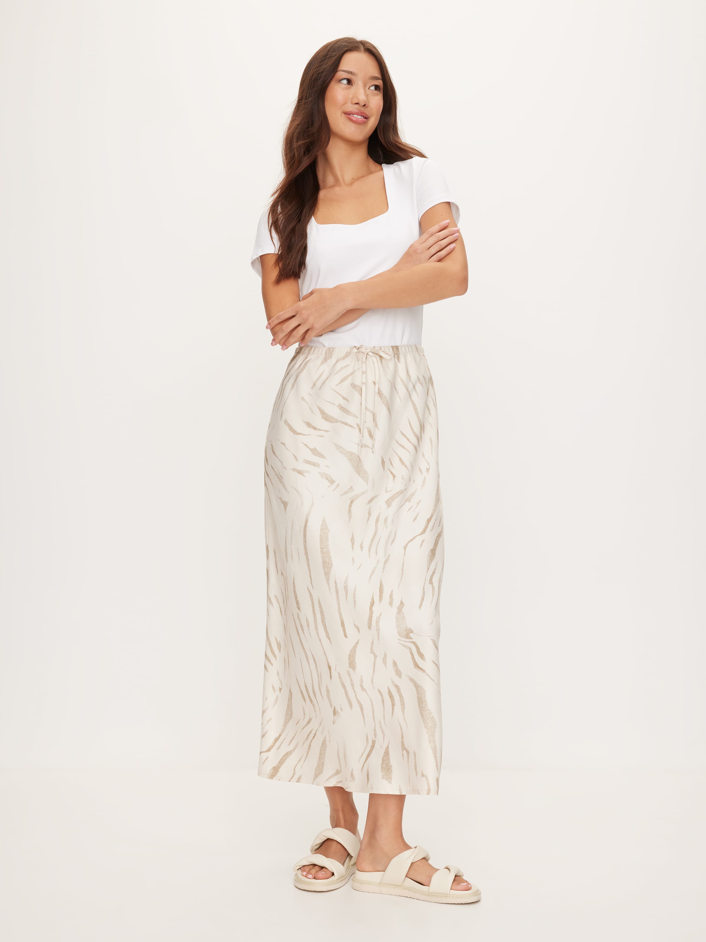 Lex Satin Slip Midi Skirt