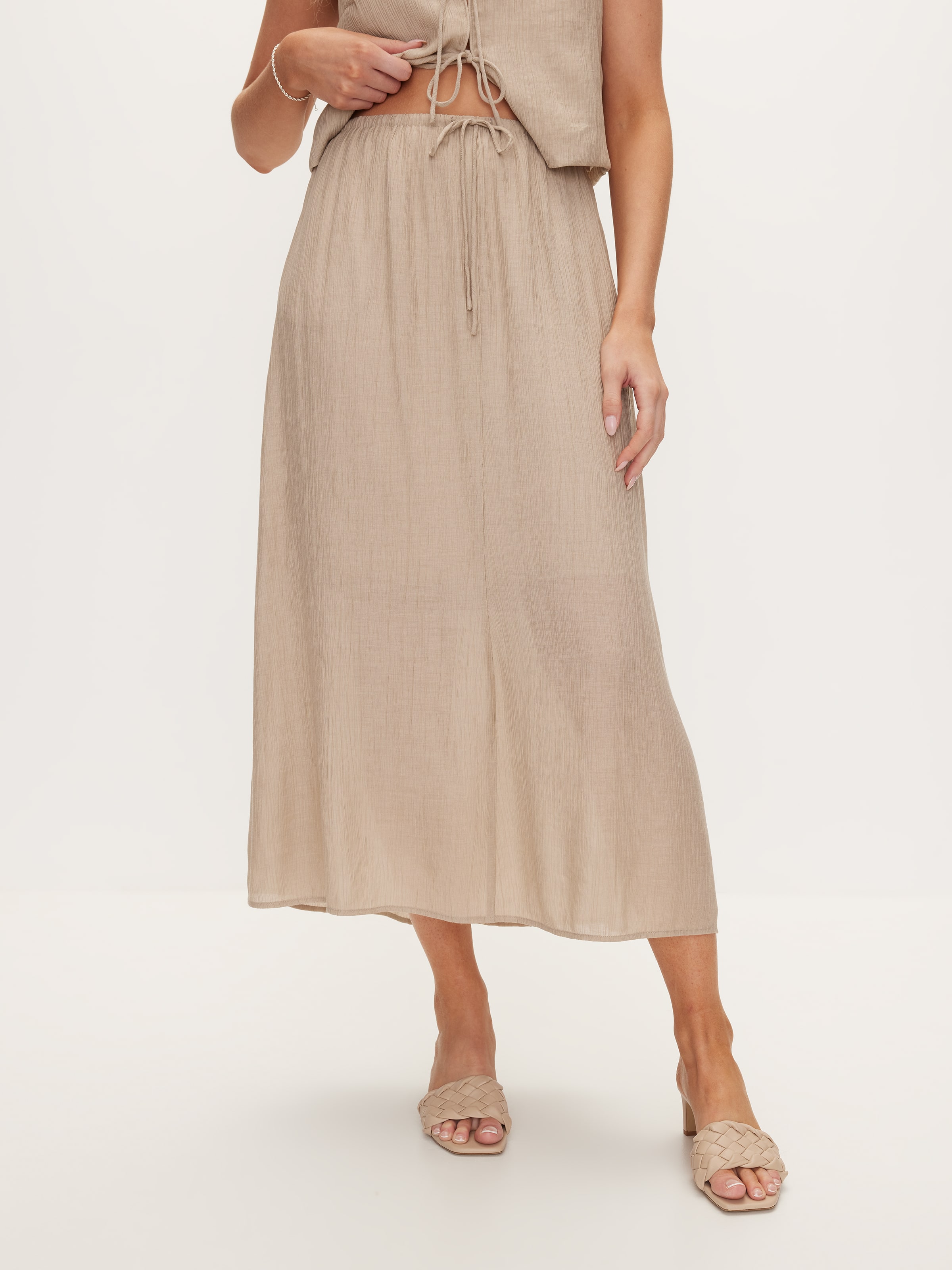 Tia Textured Midi Skirt
