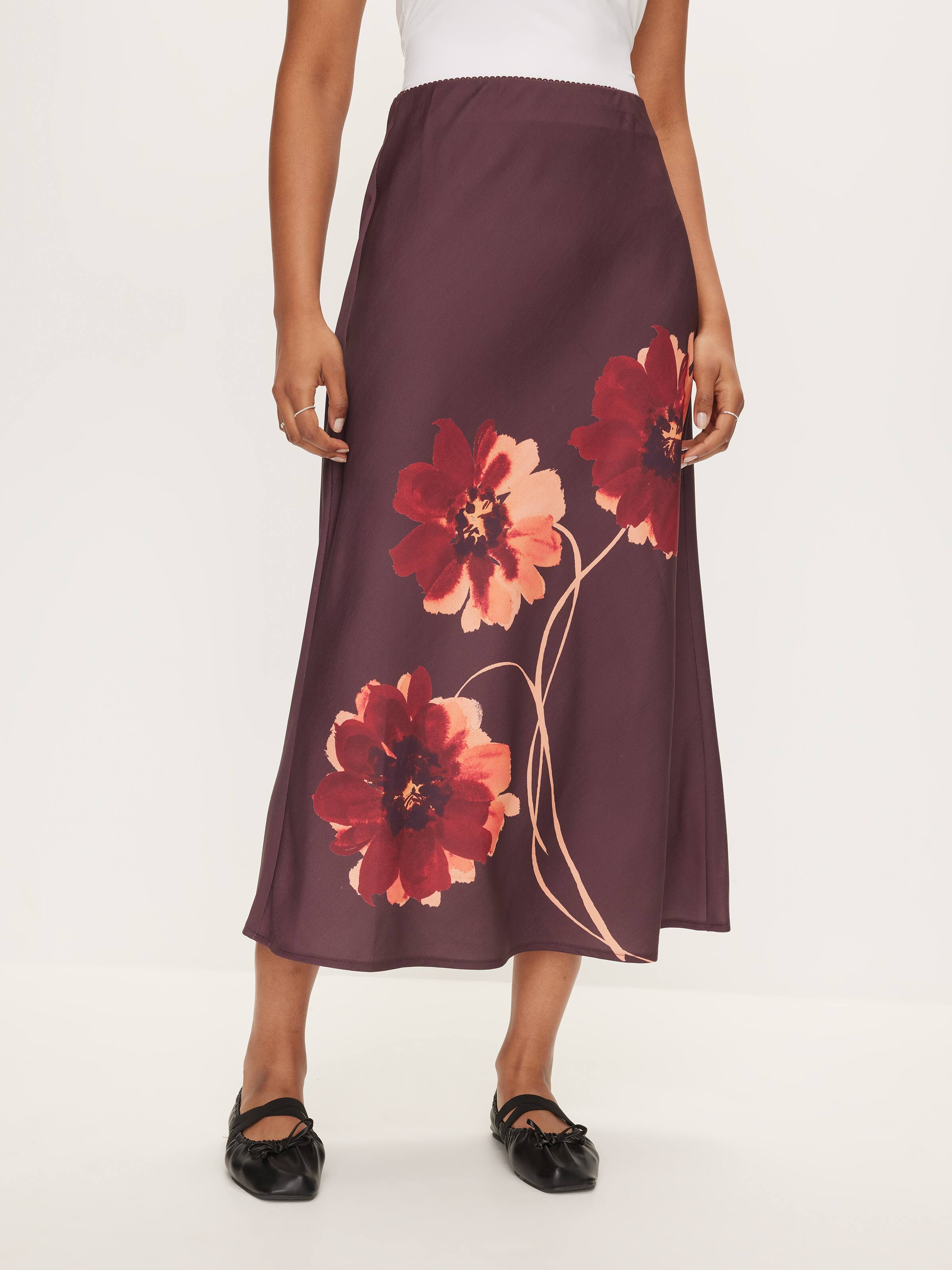 Ally Satin Midi Skirt