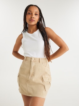 Petra Cargo Denim Mini Skirt