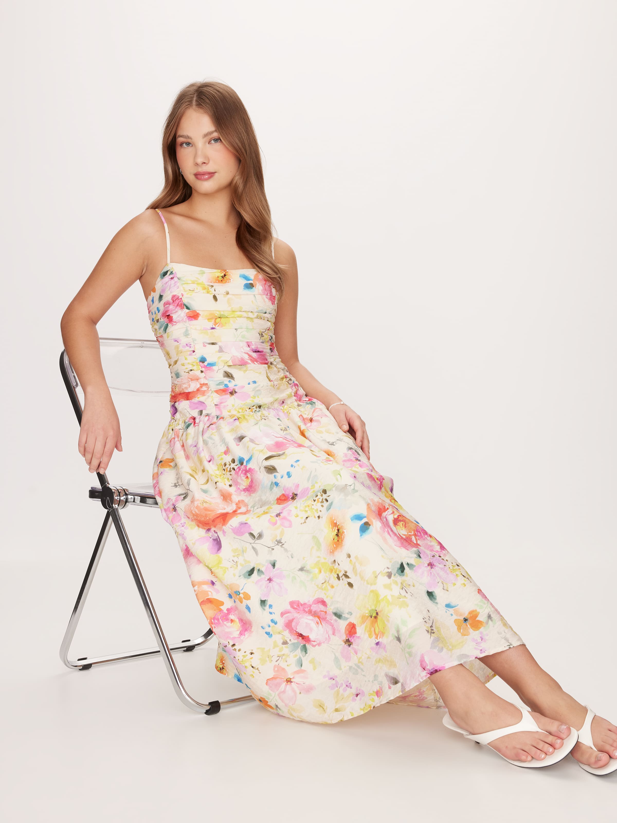 Mira Rouched Midi Dress
