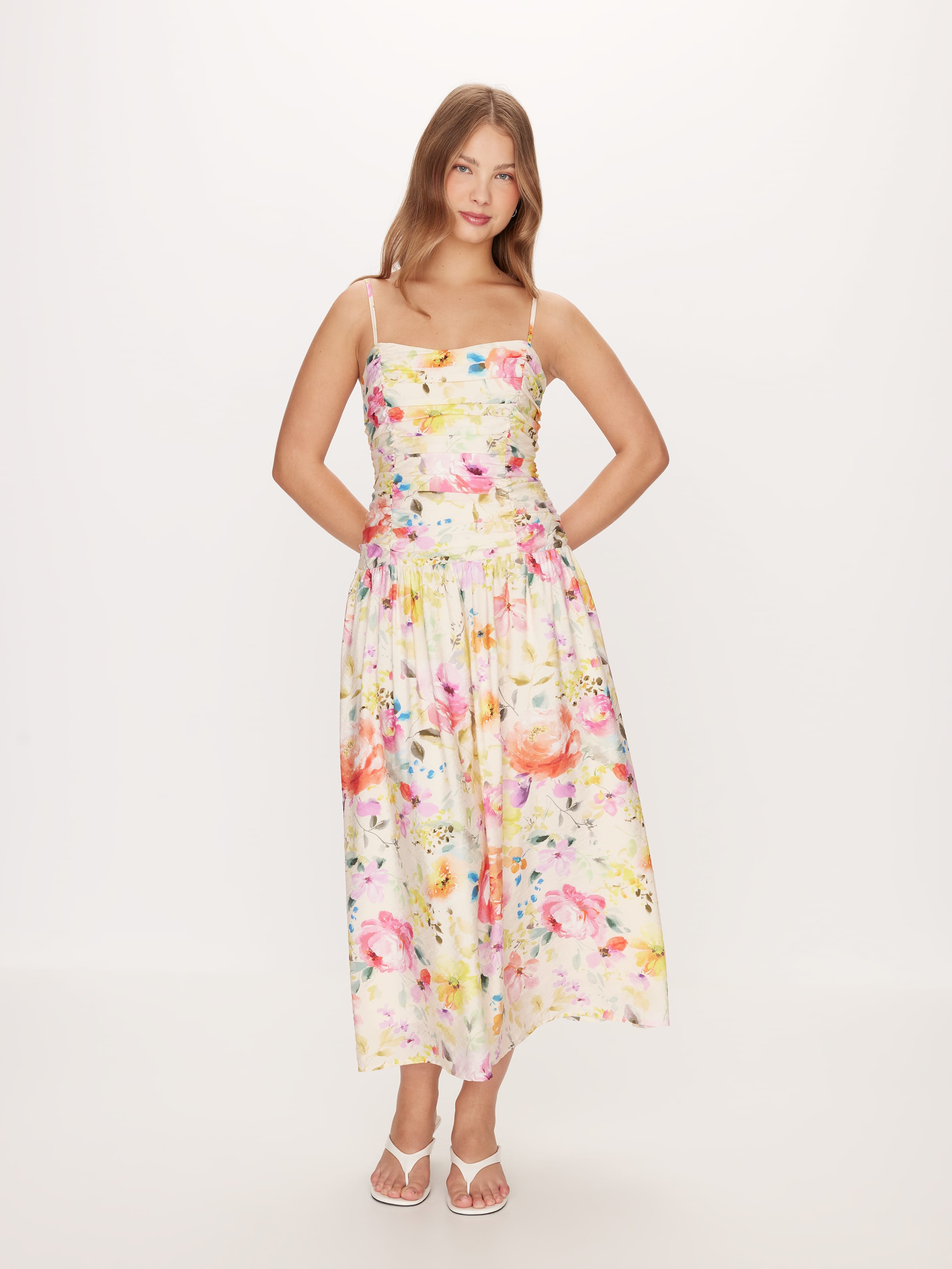 Mira Rouched Midi Dress