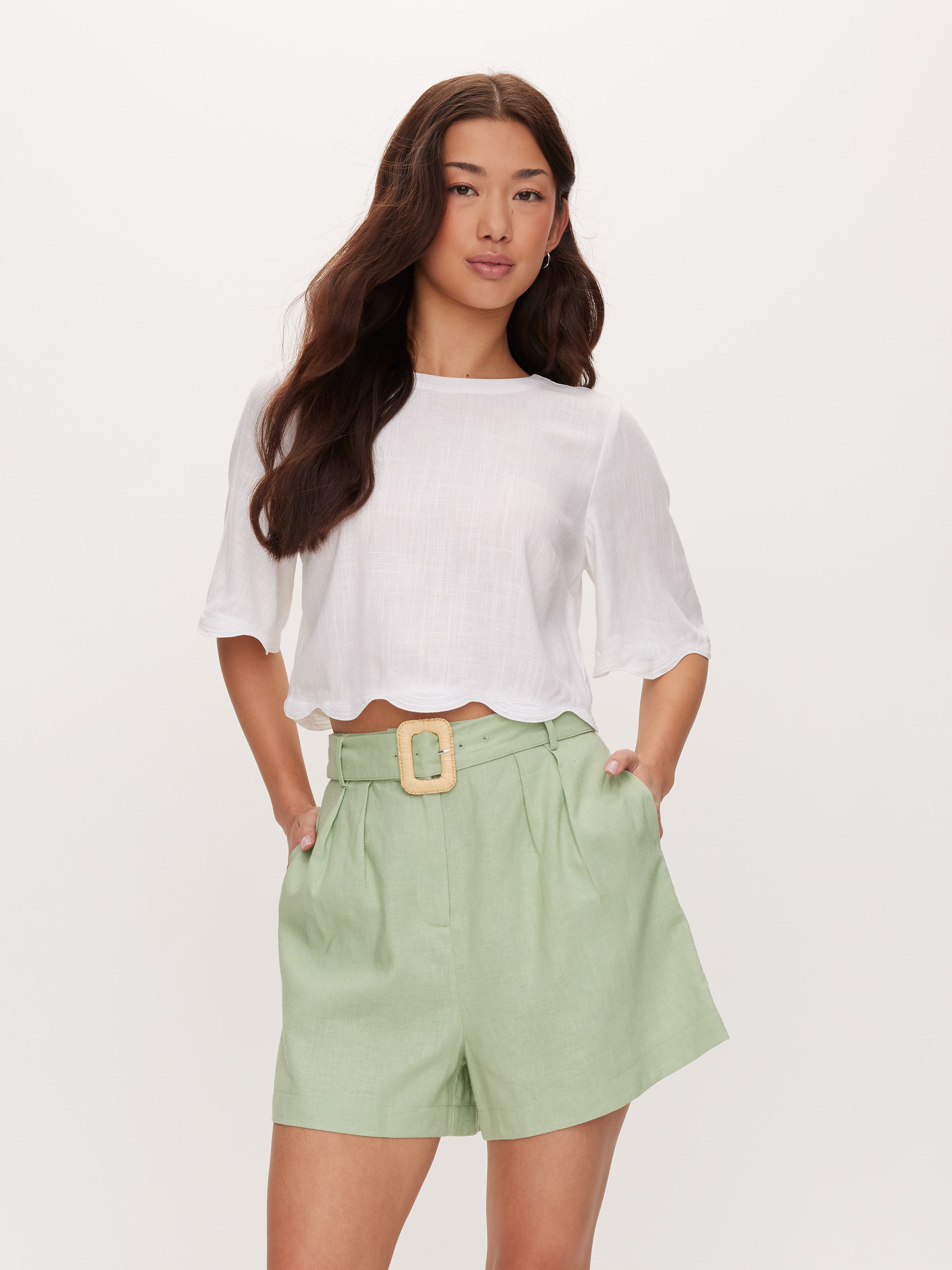 Goldie Linen Blend Belted Short