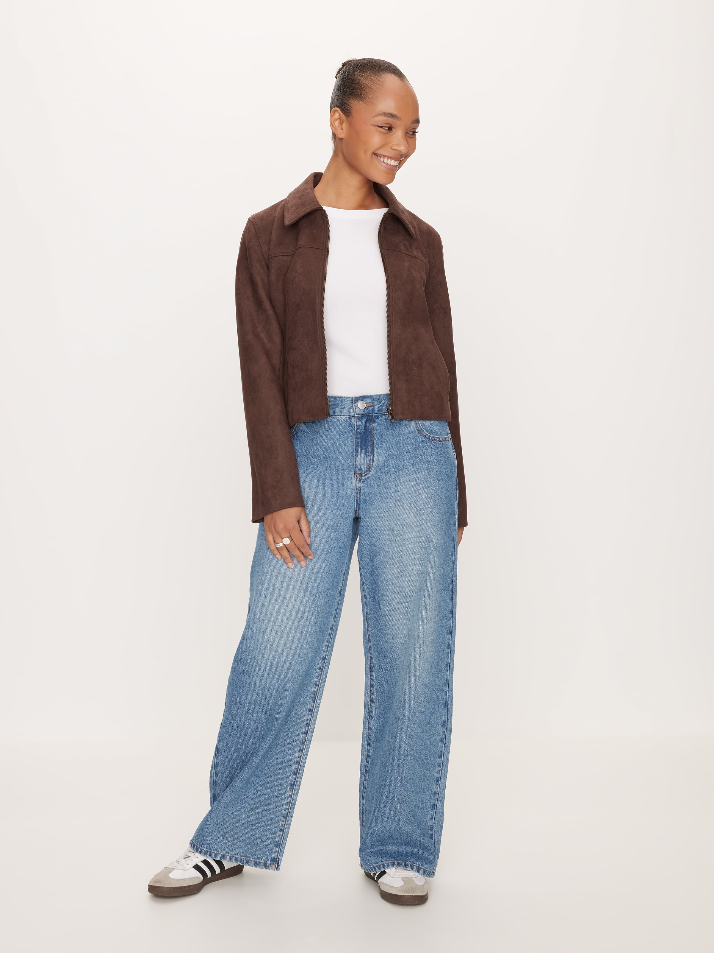 Suedette Zip Through