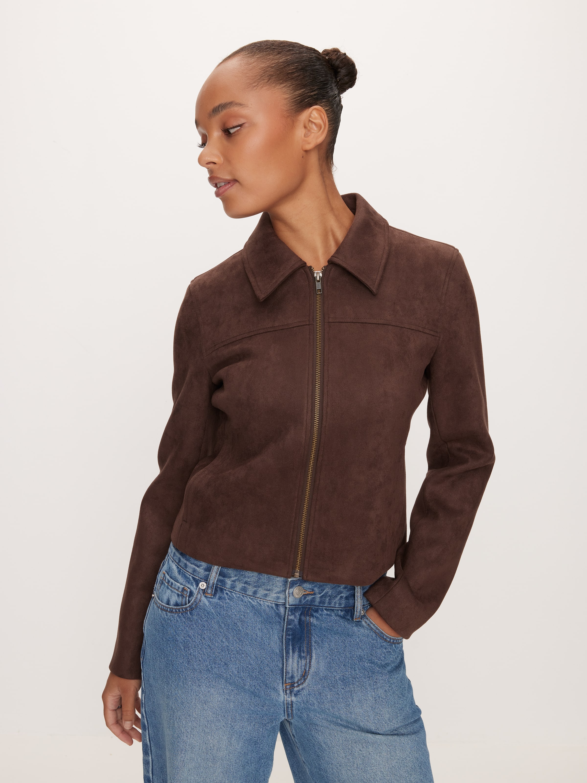 Suedette Zip Through
