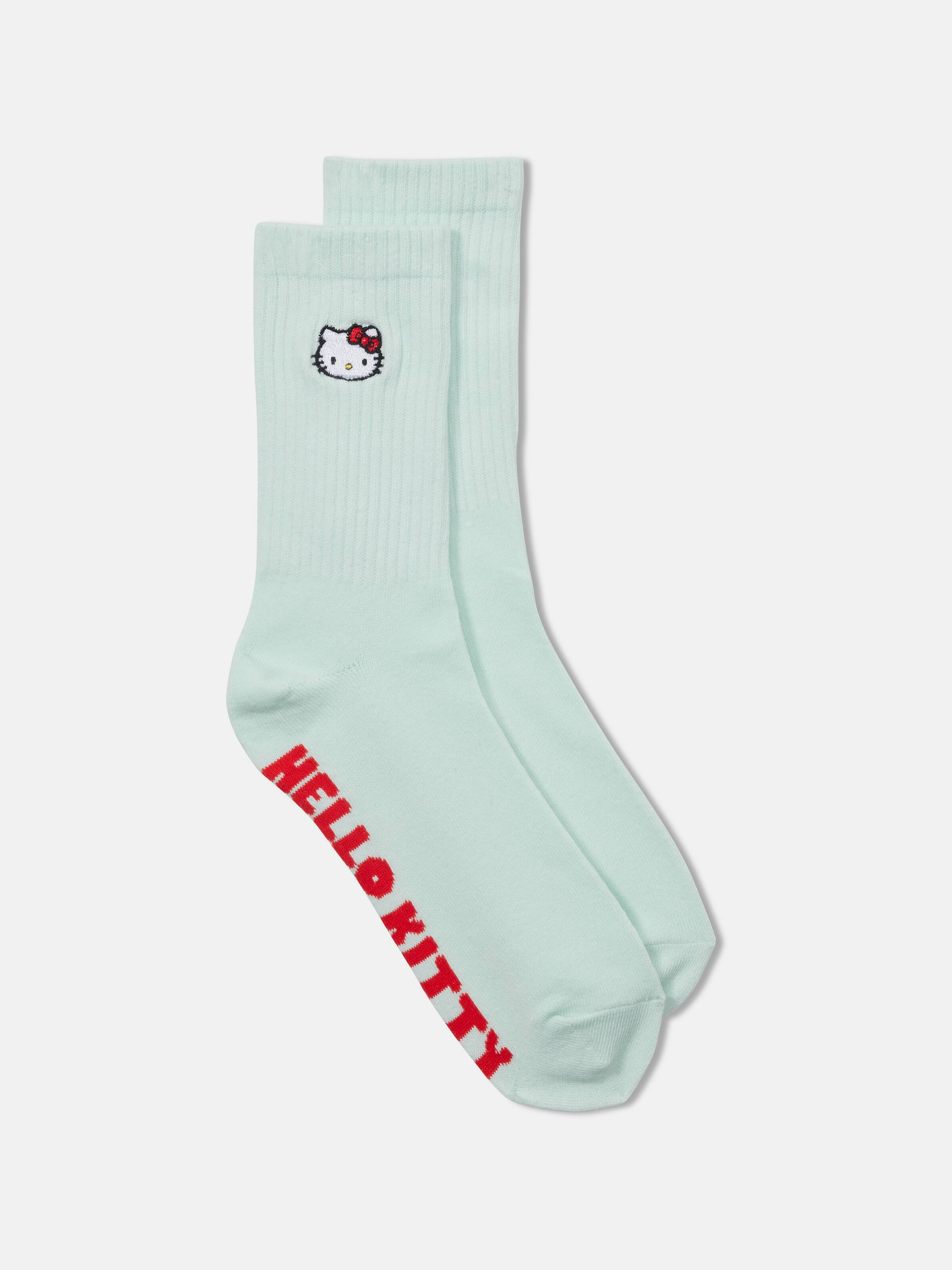 Hello Kitty Embroidery Crew Sock