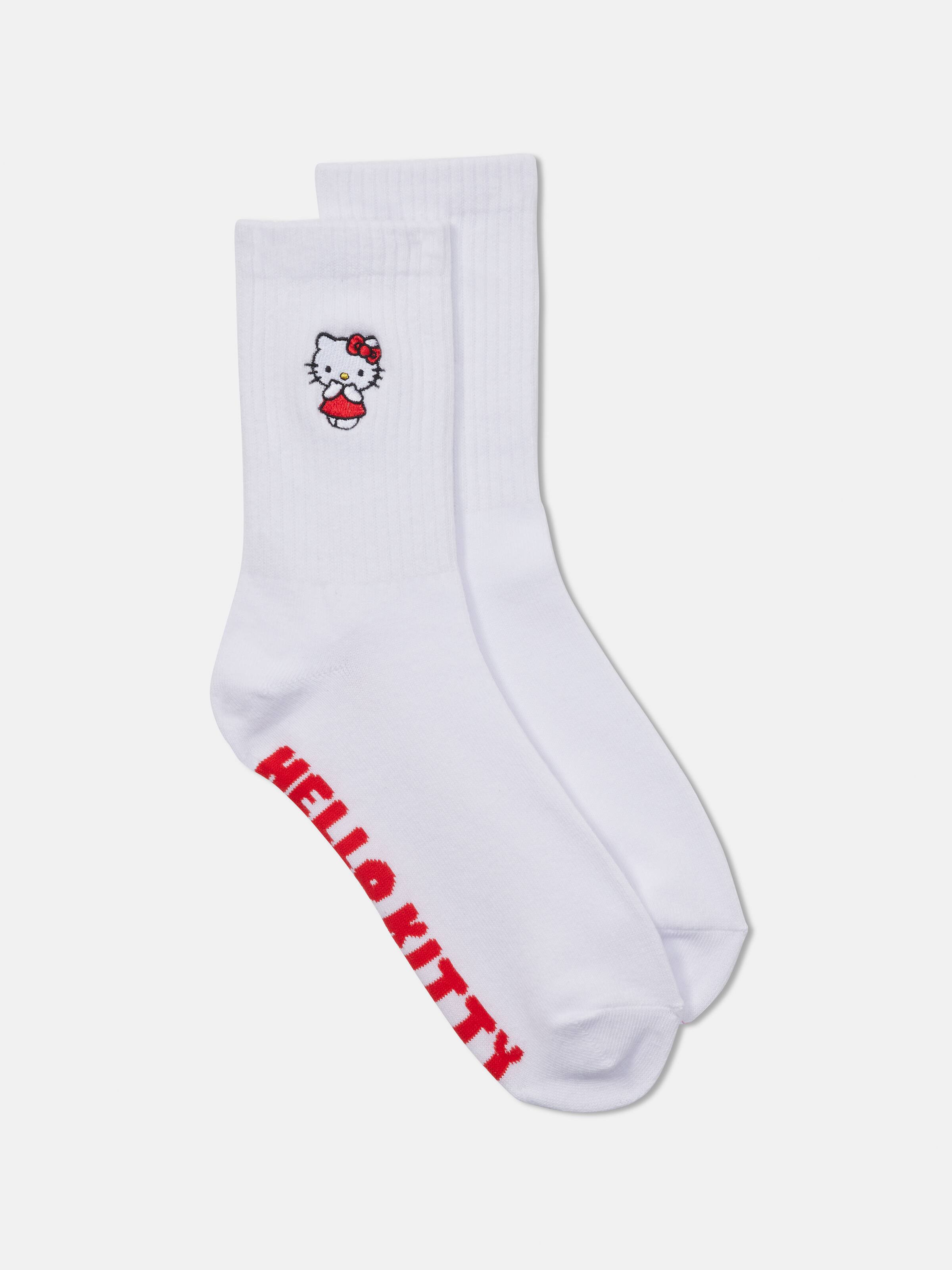 Hello Kitty Embroidery Crew Sock
