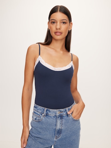 Seamfree Lace Trim Bodysuit                                                                                                     