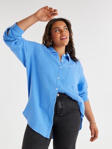May Cotton Waffle Long Sleeve Shirt                                                                                             