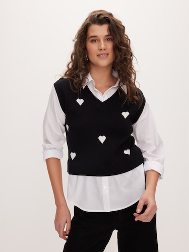 2-In-1 Knitted Vest Shirt                                                                                                       