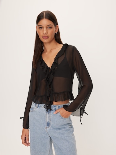 Kate Ruffle Long Sleeve Top                                                                                                     