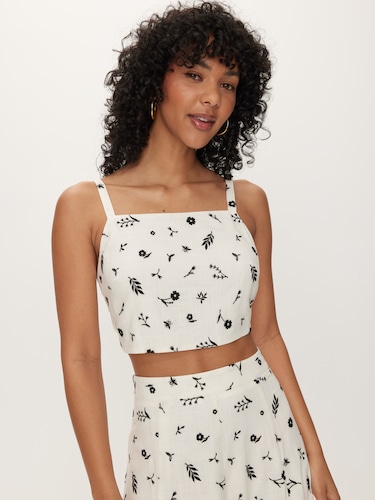 Flora Tie Back Linen Top                                                                                                        