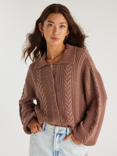 Cozy Collar Rib Cardigan                                                                                                        