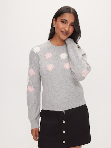 Demi Novelty Daisy Long Sleeve Knit                                                                                             