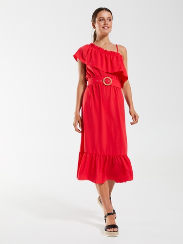 Queenie Ruched Midi Dress                                                                                                       