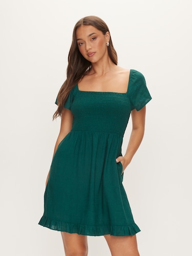 Miranda Shirred Mini Dress                                                                                                      