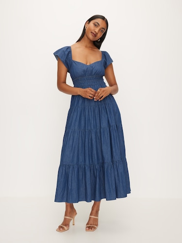 Lena Frill Midi Dress                                                                                                           