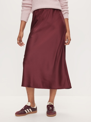 Alessandra Satin Midi Skirt                                                                                                     