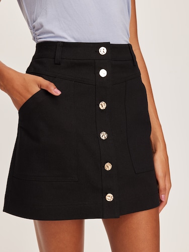 Isla Gold Button Mini Skirt                                                                                                     