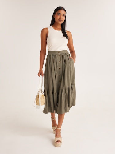 Linen midi skirt outlet nz