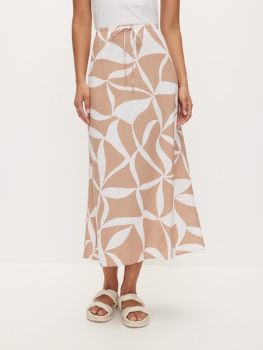 Tallow Linen Blend Bias Cut Midi Skirt Tallow Linen Blend Bias Cut Midi Skirt