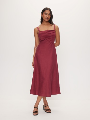 Linen Blend Viola Midi Dress                                                                                                    