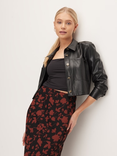 Cathy Faux Leather Shacket                                                                                                      