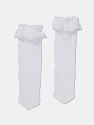 Heart Pattern Lace Trim Sock                                                                                                    