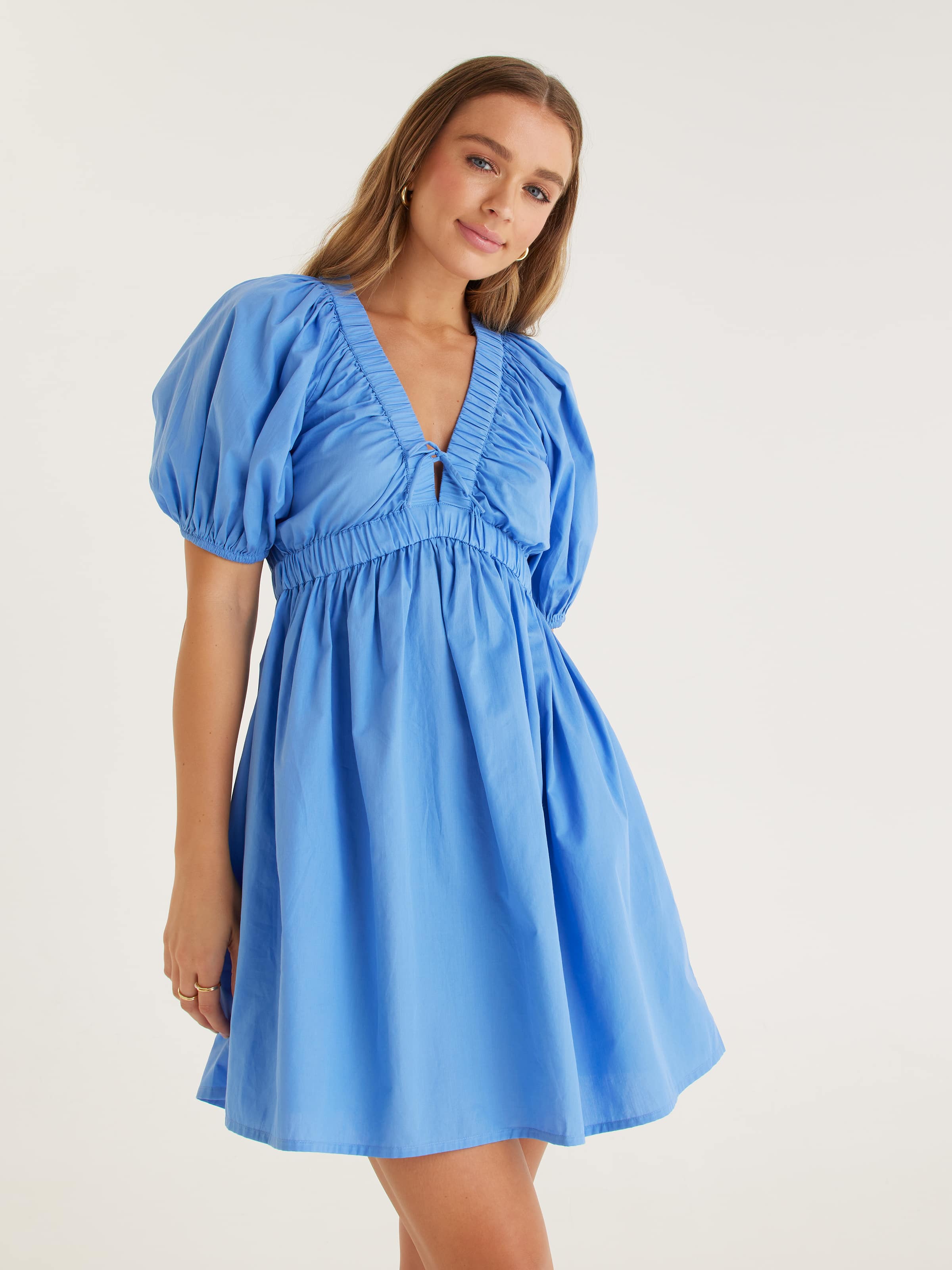 Katerina Raglan Mini Dress Sky Blue - Dotti Online