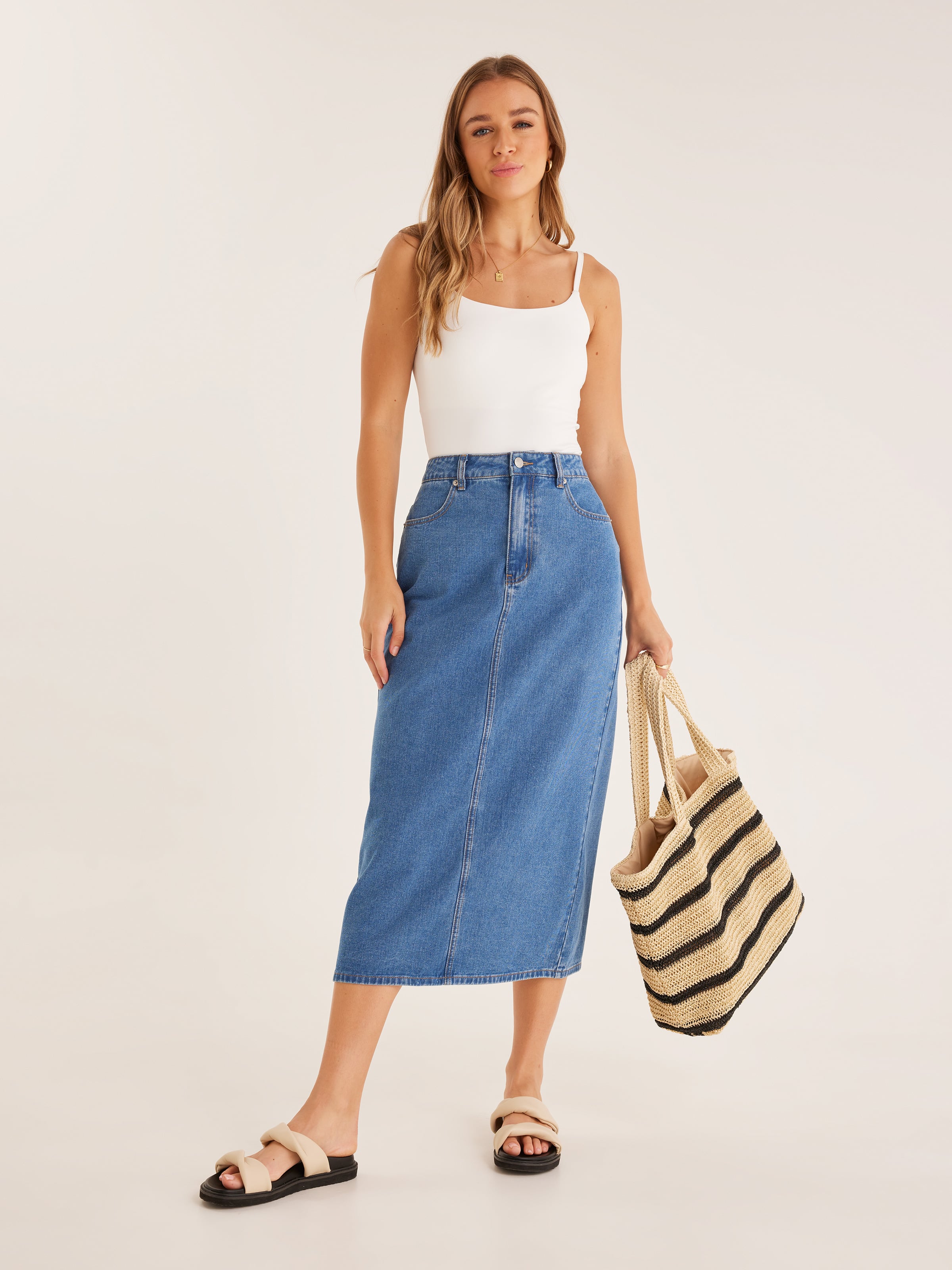 Alix Denim Midi Skirt Dotti Online