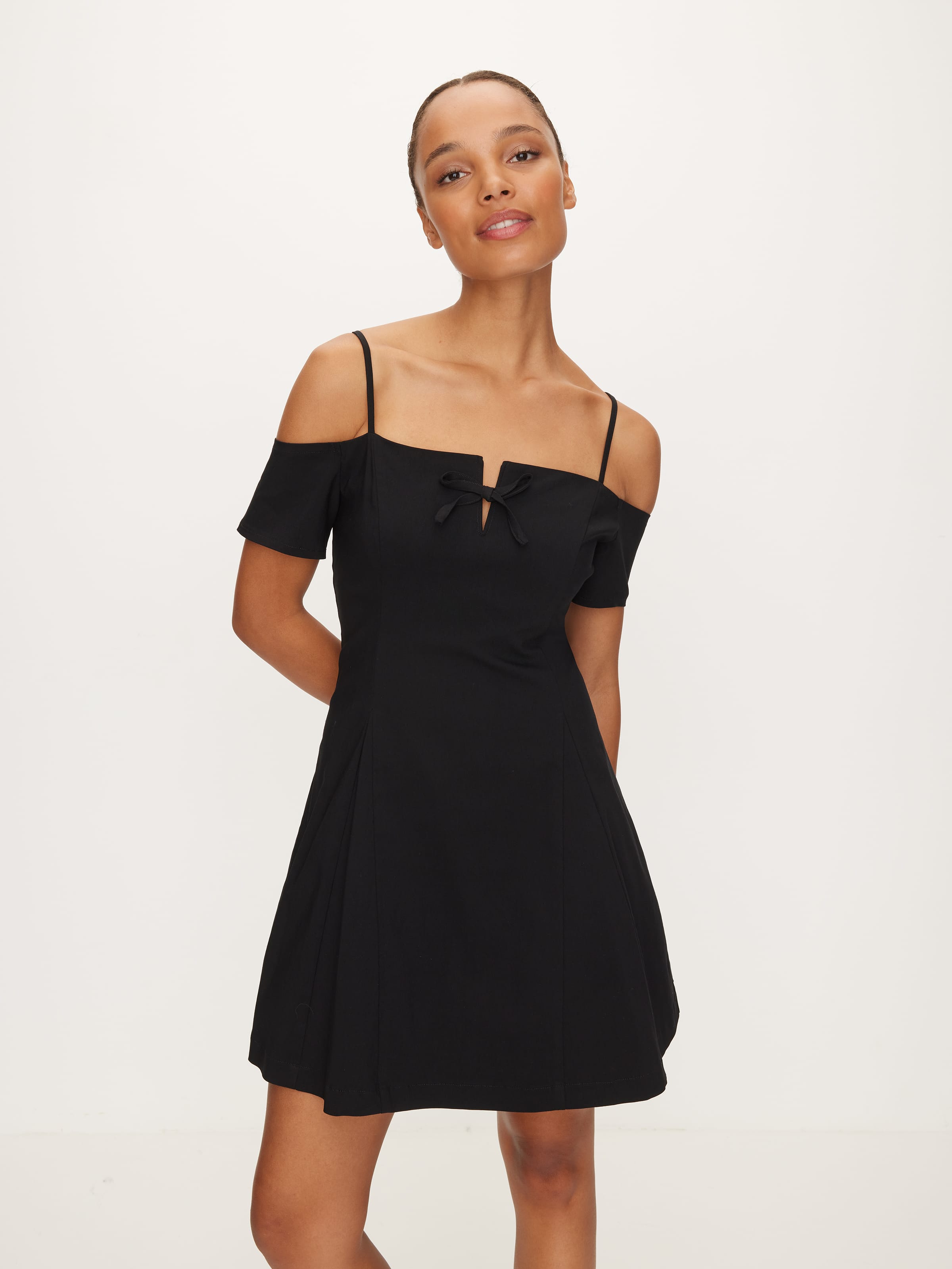 Orange Off-the-Shoulder Mini Dress with Bow Detail